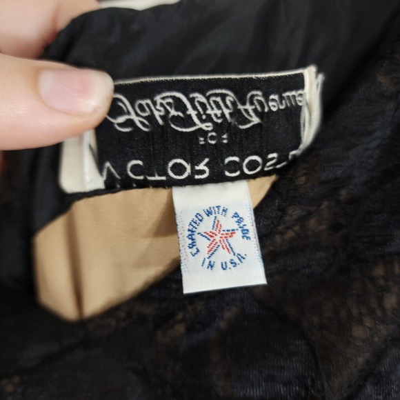 Victor Costa Womens Dress Vtg Black Lace Corset 80s Gothic Prom Puff Gown Size 4 - Picture 6 of 13